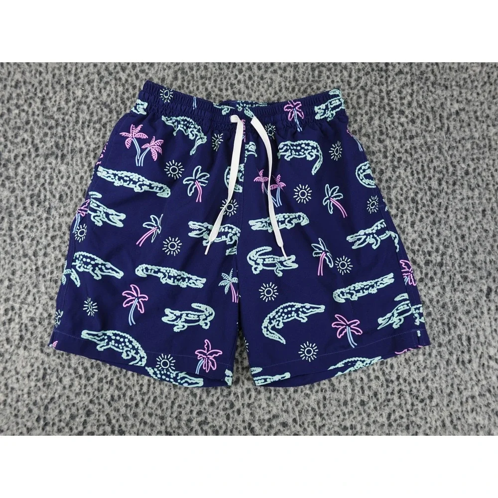 Chubbies Swim Trunks Mens Small Navy Blue Neon Alligator Palm Tree 7